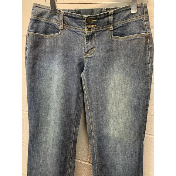 Y2K Guess Lace Up Back Low Rise Corset Jeans Medium Wash Embrodiered Stretch - Picture 8 of 10